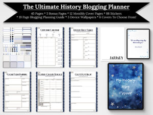 The Ultimate History Blogging Digital Planner – Blue & Silver